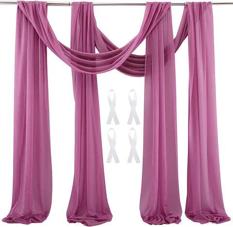 Wedding Arch Sheer Drapery Chiffon  20Ft, Pale Mauve, 2 Panels, new, open packaging