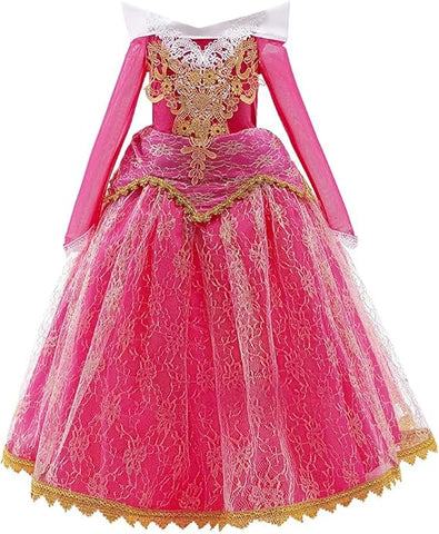 Lito Angels Sleeping Beauty Princess Aurora Costume Fancy Dress Up for Kids Girls size 140 (9-10 years) Hot Pink new but no original packaging