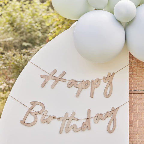 Ginger Ray Wooden Happy Birthday Banner, New but scruffy box