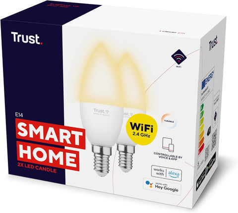Trust WiFi E14-71297-02 Smart Bulb, White Ambience, 2 Pack, condition new, open, scruffy box