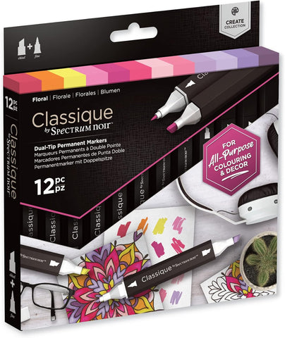 Spectrum Noir Classique Alcohol Markers Floral, Pack of 12, condition new, open, scruffy box