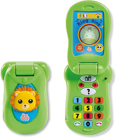 MINDS ALIVE FLIP & LEARN PHONE, Used- good, damaged box, no batteries