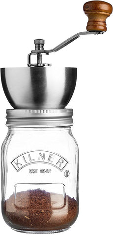 Kilner Coffee Grinder Set with Glass 0.5 Litre Screw Top Storage Jar- new but open box