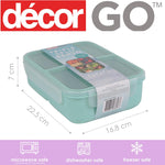 Décor Go Triple Split Bento Lunch Box,  Freezer & Dishwasher Safe, 1.4L- new