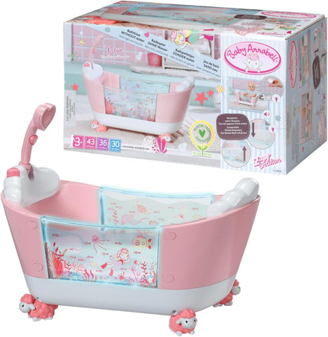 Baby Annabell Let's Play Bathtime Tub , used- acceptable condition , only one side of the bath works , open box