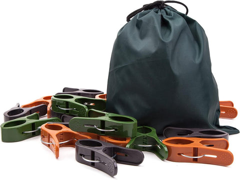 20 Large Camo Pegs Clips Clamps Includes Drawstring Bag New