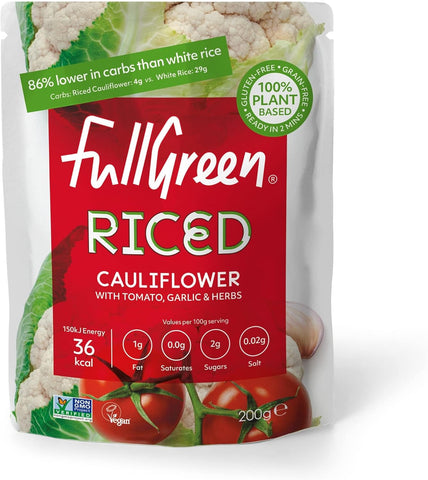 Fullgreen, Cauliflower Rice With Tomato, Garlic & Herbs 200g, best before 24/05/25