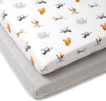 Clair de Lune Jungle Dream 2 Pack Fitted Cot Bed Sheets - 140 x 70 cm- new but dirty outer packaging