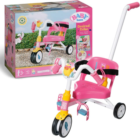BABY born Trike 835456 - Tricycle for Dolls up to 43cm, new but open, scruffy box - handle at the back missing
