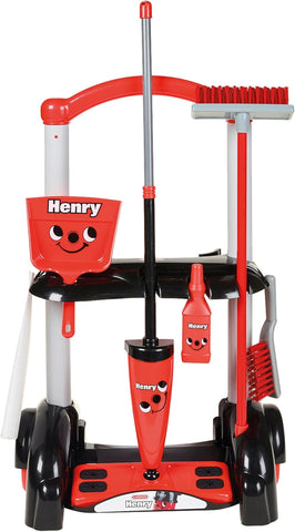 Casdon Henry & Hetty Toys - Henry Cleaning Trolley Red- used good, some minor scuffs, missing duster