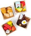 Melissa & Doug Wooden Food ,like new , butter missing , small chip on the egg , all mixed up