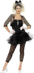 Smiffys 80s Wild Child Costume, Black Jacket, Top, Tutu, Leggings, Gloves & Headband- size S (8-10 UK)- new but  opened bag