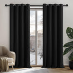 Deconovo Solid Thermal Insulated Energy Saving Eyelet Blackout Curtains for Bedroom Including 55x79 Inch Two Panels Black , new , scruffy packaging