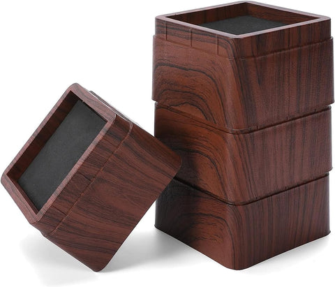 KEIBIKEIDI 3 Inch Stackable Bed Risers x 4 (Wood Grain) New but open, scruffy box