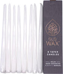 Glo Wax Taper Candles  2.2 x 30cm (8 Pack, White)- new but 2 candles snapped, open/scruffy box
