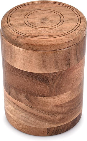 Indus Lifespace Acacia Wood round wooden storage jar with Lid, new but water marks on the outside