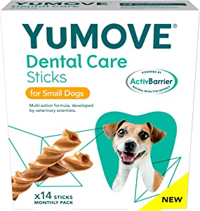 YuMove Dental care sticks for small dogs x14 235g best before 09/25, scruffy box