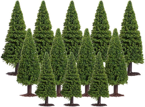 ANCLLO 15pcs Model Trees Miniature Landscape Scenery Cedar Trees- new- sealed box