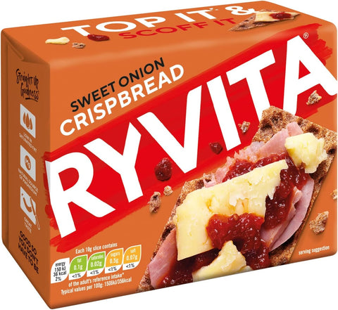 Ryvita Sweet Onion Crunchy Rye Breads, 200g, best before 22/08/25, pack may come slightly scruffy