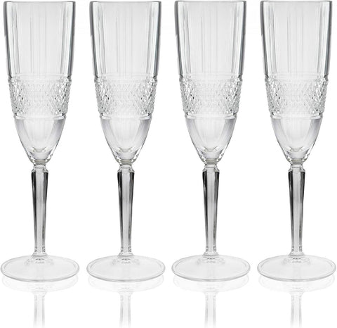 Maxwell & Williams Cut Glass Champagne Flutes 150ml Transparent- used good, only 3, scruffy packaging