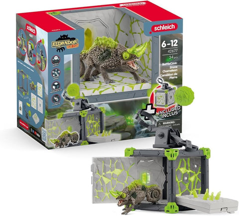 SCHLEICH 42677 BattleCave Stone Chameleon, New but 2 pieces missing, slightly scruffy box
