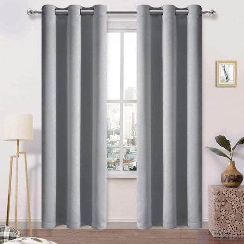 DWCN Blackout Curtains 46x90'', Silver Grey, 2 Panels, condition new, open, scruffy bag