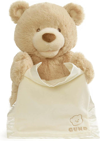 GUND Peek-A-Boo Teddy Bear Plush, GREEK/ITALIAN LANGUAGE, New but scruffy packaging