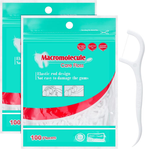 Smilcloud 200 Pcs Dental Floss Stick, scruffy packaging