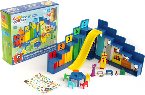 Learning Resources Numberblocks Step Squad Mission Headquarters, New but missing chair, open, scruffy box