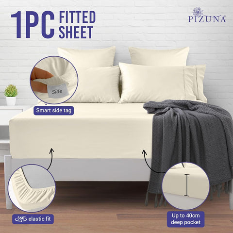 Pizuna Luxurious Cotton Super King Fitted Sheet 40 cm, White, 1000 Thread Count, New but no original packaging