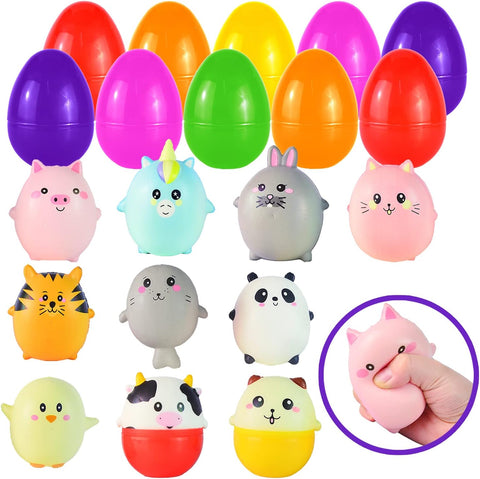 10 Jumbo Easter Eggs Filled with Cute Animal Squishy, scruffy box