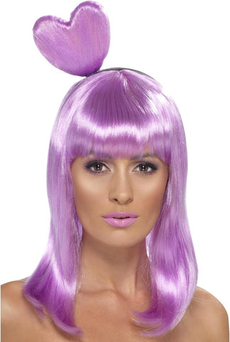 Smiffys Candy Queen Wig, Lilac with Heart Headband, Adult, New but open, slightly scruffy box