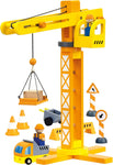 Bino Crane Wooden Construction Set, 14 pcs. condition used-very good, scruffy, open box, missing 1 cone