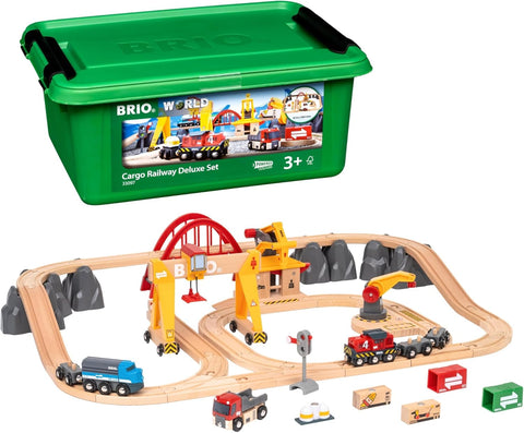 BRIO Cargo Railway Train Set, New but 1 connection broken, doesn't affect use, open box