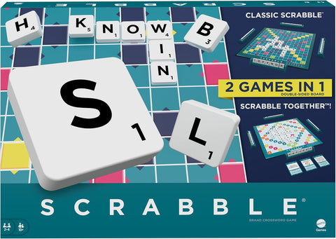 Mattel Games Scrabble Board Game, new but open-scruffy box