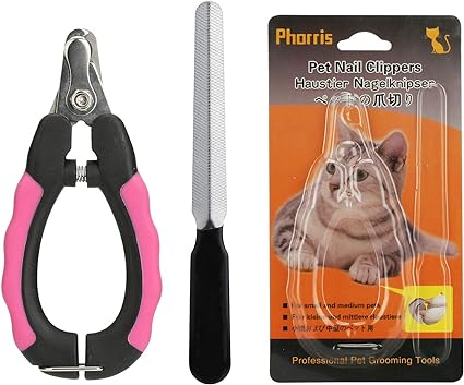 Phorris Professional Pet Nail Clippers (Scissors,Trimmers,Cutters) with Safety Guard + Nail File Tool Kit, Small and Medium Breed, damaged packaging (ref to3-5)
