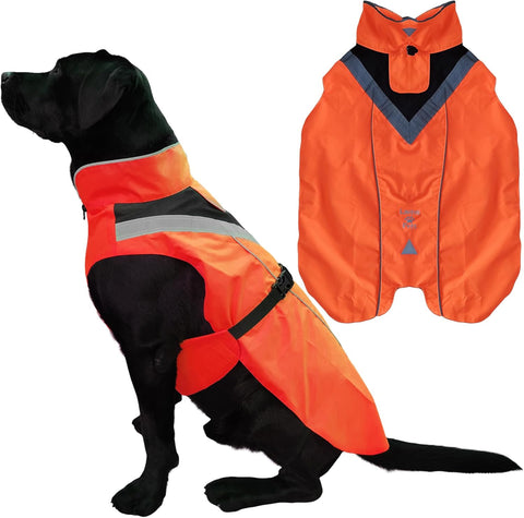 Lautus Pets Dog Rain Coat with Leash Hole (L, Orange)- scruffy packaging