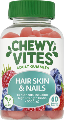 Chewy Vites Adult Hair Skin and Nails, 60 Gummies, Biotin 5000mcg, expiry date 20/09/25