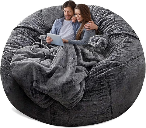 YudouTech Bean Bag Chair Cover Without Filler, 5ft dark grey- new but scruffy packaging