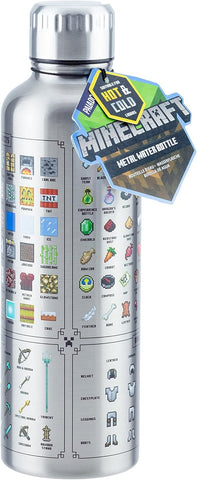 Minecraft Metal Water Bottle, Officially Licensed, 470ml, condition new, dent on top of bottle
