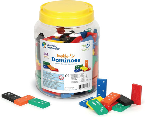 Learning Resources Double-Six Wooden Dominoes, New but dented, open box, can't tell if all pieces are there but looks there are plenty