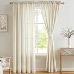 Melodieux 2 Panel Faux Linen Voile Net Curtains, Beige, condition new, scruffy packaging