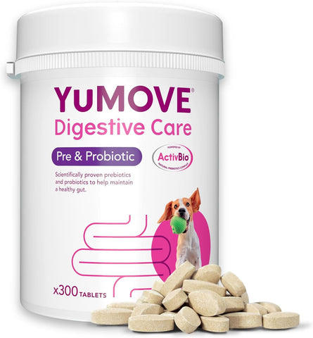 YuMOVE Digestive Care, Dog Pre and Probiotics Supplement for Gut Health x 300 best before 1/26