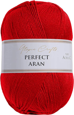 Utopia Crafts Aran Knitting and Crochet Yarn, 400g (Red) (ref e414)