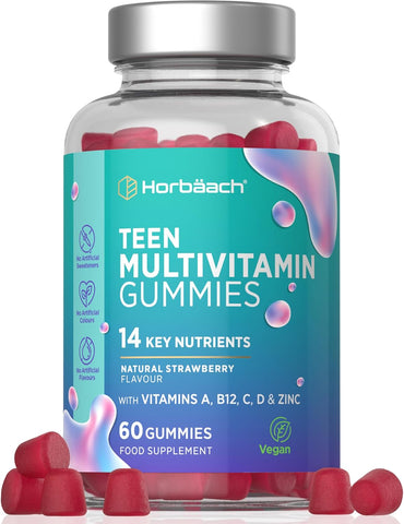 Horbaach Multivitamin Gummies for Teenagers 60 Count, best before 02/27, broken lid, still sealed