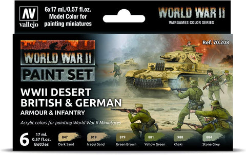 AV Vallejo Model Color Set - WWII Desert British & German, New but damaged scruffy box