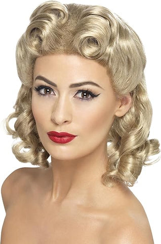 Smiffy's Women's 40's Style Blonde Shoulder Length Wig with Curls, New but open, scruffy box