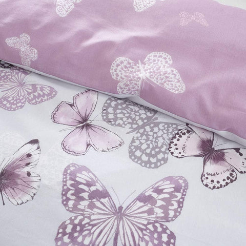 Catherine Lansfield Scatter Butterfly Reversible King Duvet Cover Set with Pillowcases, condition new, open pack