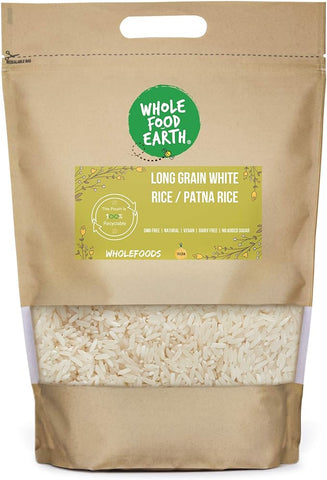 Wholefood Earth Long Grain White Rice / Patna Rice 3 kg- best before 15/05/24-slightly dirty bag- (ref E215)