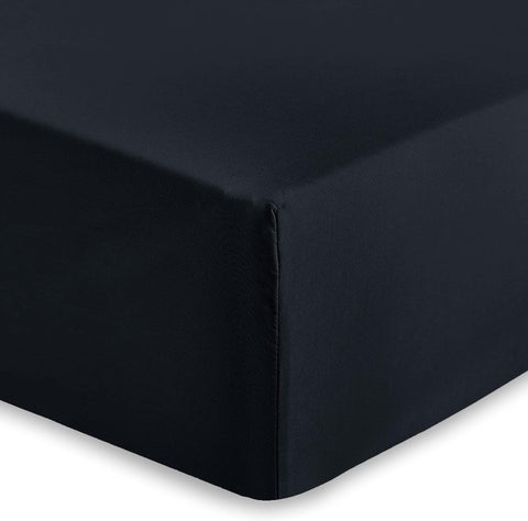 AMEHA Single Fitted Sheet 25 cm Deep Soft Brushed Microfiber (Black, 91 x 191 cm) New but no original packaging